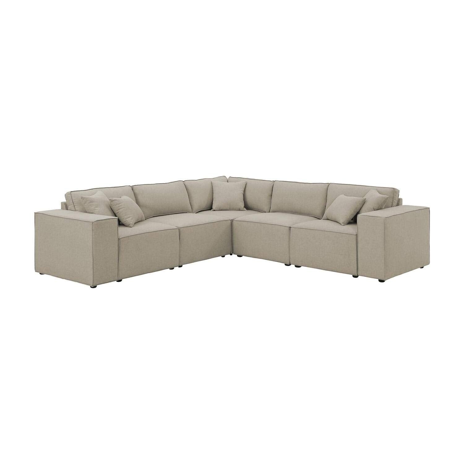 Lilola Home Jenson Modular Sectional Sofa in Beige Linen